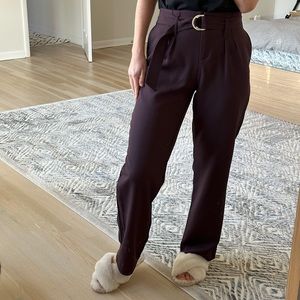 Romeo & Juliet Straight trousers pants in burgundy, belted